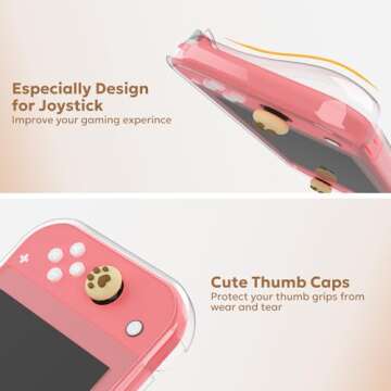 innoAura Switch Lite Case, 14 in 1 Switch Lite Accessories Bundle with Cute Switch Lite Carrying Case, Switch Lite Protective Case, Switch Lite Screen Protector, Switch Thumb Caps (Brown Bear)