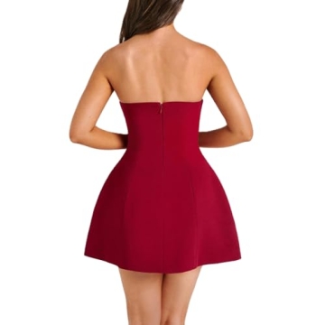 Short Graduation Dress for Women Y2k Summer Spaghetti Strap Coquette Corset Dress Backless Flowy Mini Dress(829 Red,Small)