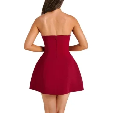 Short Graduation Dress for Women Y2k Summer Spaghetti Strap Coquette Corset Dress Backless Flowy Mini Dress(829 Red,Small)