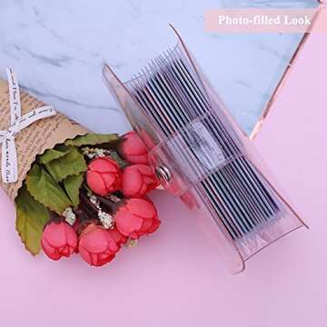 Ndsox 36 Pockets One-Handed Mini Photo Album 2x3 Portable Kpop Photocard Holder Compatible with Fujifilm Instax Mini Cameras/Polaroid Snap Touch/SocialMatic Instant Cameras, Pink