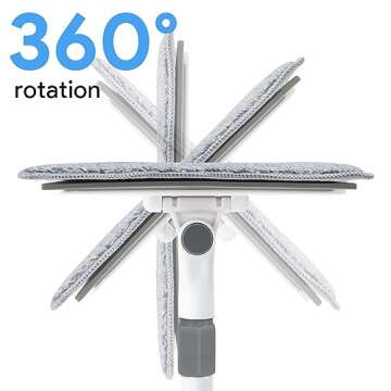 Baseboard Cleaner Tool with Handle, DELUX Baseboard Cleaner with Extendable Long Handle, 4 Reusable Cleaning Pads Wall Cleaner for Baseboards Cleaning, Ceiling, Wall, Floor, Shower Bathroom Kitchen