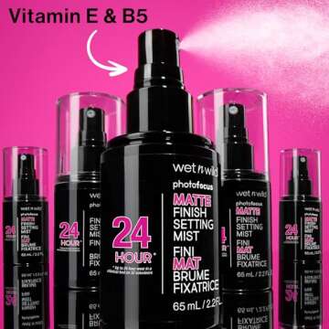 wet n wild Photo Focus Setting Mist, Up to 24HR Wear, Lightweight & Nourishing with Provitamin B5 & E, Suitable for All Skin Types, Cruelty-Free & Vegan - Natural Finish