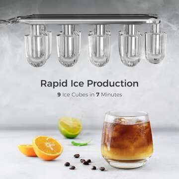 AGLUCKY Portable Ice Maker Machine Countertop with Handle,26Lbs/24H,9 Bullet Ice Ready in 7 Mins,Self-Cleaning Function with Ice Scoop and Basket,Ideal for Home Office Kitchen(Gery)