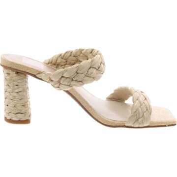 DOLCE VITA Women's PAILY Heeled Sandal, Vanilla Raffia, 8.5