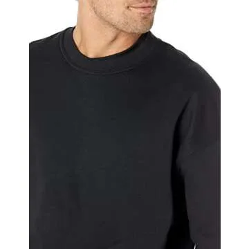 Amazon Essentials Men's Oversized-Fit Crewneck Sweatshirt (Available in Big & Tall), Black, Large