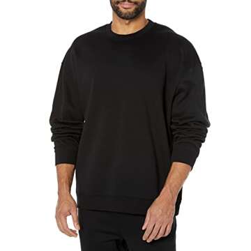 Amazon Essentials Men's Oversized-Fit Crewneck Sweatshirt (Available in Big & Tall), Black, Large