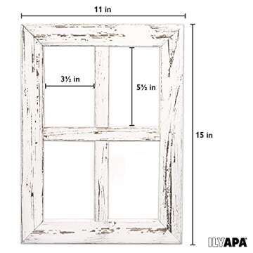 Ilyapa Farmhouse Wall Decor Set - Rustic White Wood Window Frame Decorations for Elegant Home Stylin...