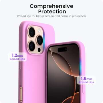 ORNARTO Compatible with iPhone 16 Pro Max Case 6.9", Slim Liquid Silicone 3 Layers Soft Gel Rubber Shockproof Protective Case with Anti-Scratch Microfiber Lining-Cherry Blossom