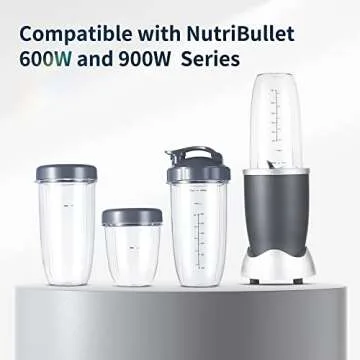 Replacement Cups Kit 18oz Short Cup 24oz Tall Cup 32oz Colossal Cup with Flip-Top To-Go Lid and Stay-Fresh Resealable Lid Compatible with NutriBullet 600w and Pro 900w Blenders