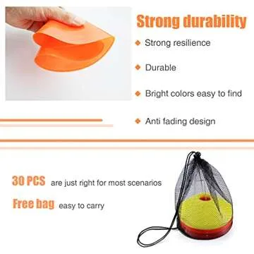 MR.Foam Pro Disc Cones,30pc Agility Soccer Cones Sports with Carry Bag and Holder for Kids Training Football Basketball and Games Field Cone Markers Include 10 Red 10 Yellow and 10 Orange Cones