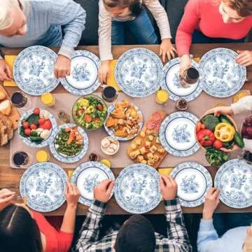 48PCS Floral Blue White Party Set | Disposable Plates 24 Guests