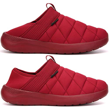 KUBUA Slippers for Men and Womens Indoor House Shoes Plush Slip on Outdoor Garden Loafers Red 7 Women / 6 Men