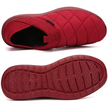 KUBUA Slippers for Men and Womens Indoor House Shoes Plush Slip on Outdoor Garden Loafers Red 7 Women / 6 Men