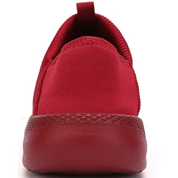 KUBUA Slippers for Men and Womens Indoor House Shoes Plush Slip on Outdoor Garden Loafers Red 7 Women / 6 Men