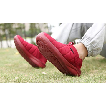 KUBUA Slippers for Men and Womens Indoor House Shoes Plush Slip on Outdoor Garden Loafers Red 7 Women / 6 Men
