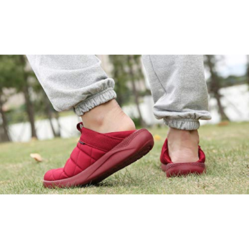 KUBUA Slippers for Men and Womens Indoor House Shoes Plush Slip on Outdoor Garden Loafers Red 7 Women / 6 Men
