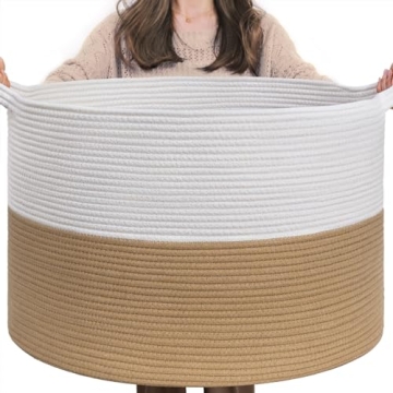 INDRESSME XXXLarge Jute Rope Basket for Home Storage