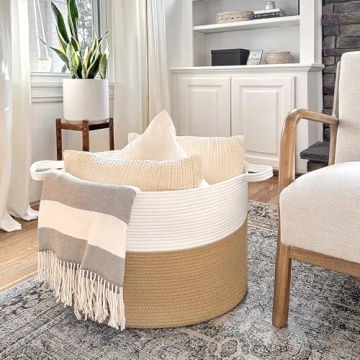 INDRESSME XXXLarge Jute Rope Basket for Home Storage