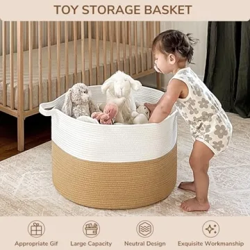 INDRESSME XXXLarge Jute Rope Basket for Home Storage