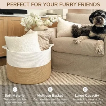 INDRESSME XXXLarge Jute Rope Basket for Home Storage