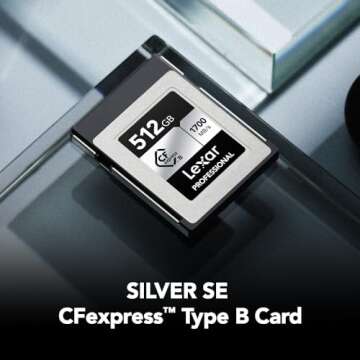 Lexar 512GB Professional Silver SE CFexpress Type B Memory Card, for Photographers, Videographers, U...