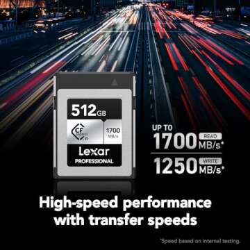 Lexar 512GB Professional Silver SE CFexpress Type B Memory Card, for Photographers, Videographers, Up to 1700/1250 MB/s, 8K Video (LCXEXSE512G-RNENU)