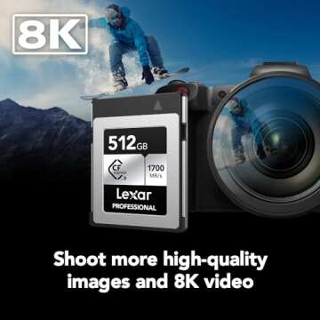 Lexar 512GB Professional Silver SE CFexpress Type B Memory Card, for Photographers, Videographers, Up to 1700/1250 MB/s, 8K Video (LCXEXSE512G-RNENU)