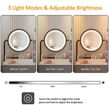 Vabches Makeup Vanity with LED Round Mirror and Lights