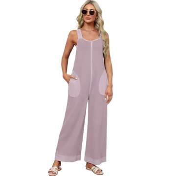 WIHOLL Womens Jumpsuits Casual Dressy Wedding Guest 2024 Summer Outfits Cute Petite Overalls Wide Le...