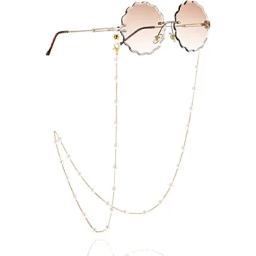 BLOOMMAY Pearl Eyeglass Chains for Women 18K Gold Plated Sunglasses Eyewear Elegant Strap Holder Women's Eyeglass Chains