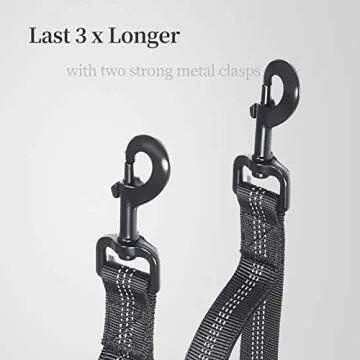 iYoPets Double Dog Leash with Two Extra Traffic Handles, 360 Swivel No Tangle Dual Dog Walking Leash, Comfortable Shock Absorbing Reflective Bungee for Two Dogs