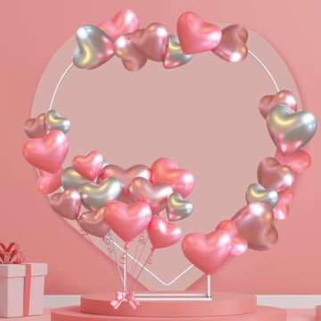 HEOMU 7.7FT Heart Shape Balloon Arch, Wedding Metal Backdrop Stand, Love Flowers Arch Frame for Wedding Ceremony, Bridal, Valentine's Day, Engagement and Birthday Party Decor, White