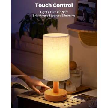 Cordless Table Lamp, 2200mAh Battery Operated Desk Lamp, Touch Bedside Lamps for Night Stands, Warm ...