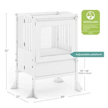 Guidecraft Double Kitchen Helper® Stool - White Foldable Step Stool