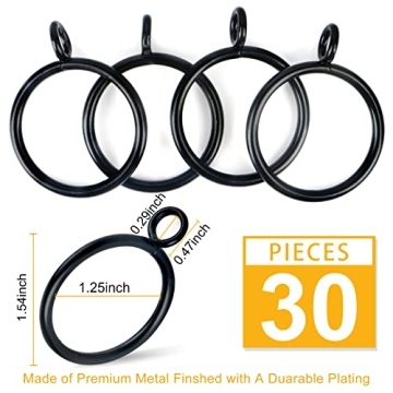 Black Eyelet Curtain Rings Set of 30 for Elegant Drapes