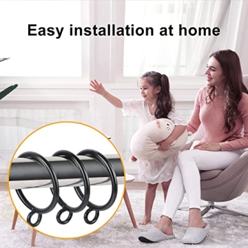 Black Eyelet Curtain Rings Set of 30 for Elegant Drapes