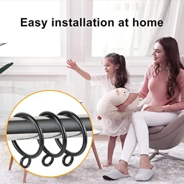 Black Eyelet Curtain Rings Set of 30 for Elegant Drapes