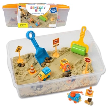 Preschool Construction Sensory Bin - Excavator Toys & Sensory Sand Fun