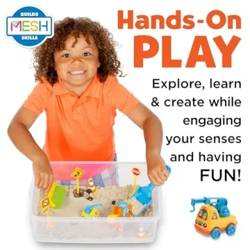Preschool Construction Sensory Bin with Excavator Toys