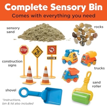 Preschool Construction Sensory Bin with Excavator Toys