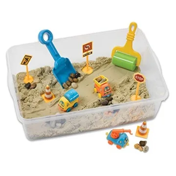 Preschool Construction Sensory Bin with Excavator Toys