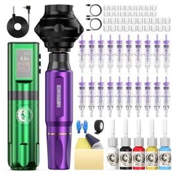 Wormhole Wireless Tattoo Machine Kit - 1,800mAh Rotary Pen & 1,050mAh Power Supply