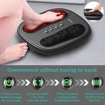 QUINEAR Foot Massager with Heat, Infrared Heated Shiatsu Foot Massage Machine- Electric Kneading Feet Massager for Plantar Fasciitis Arthritis Pain Relief
