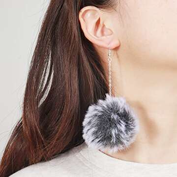 Trendy 6 Pairs Pom Pom Earrings for Women Set
