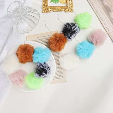 Trendy 6 Pairs Pom Pom Earrings for Women Set
