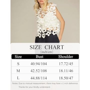 Wyeysyt Women's Hollow Out Floral Lace Vest Sleeveless Crewneck Crochet Cover Up Summer Cropped Going Out Tops (White-L)