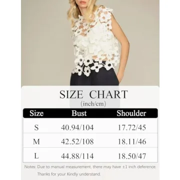 Wyeysyt Women's Hollow Out Floral Lace Vest Sleeveless Crewneck Crochet Cover Up Summer Cropped Going Out Tops (White-L)