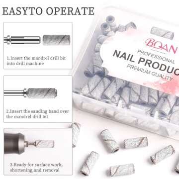 BQAN Sanding Bands for Nail Drills - 100pcs Small Bands 180 Grit