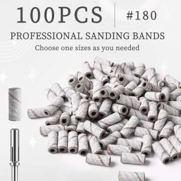 BQAN Sanding Bands for Nail Drills - 100pcs Small Bands 180 Grit