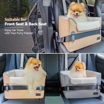 PETSFIT Cat Car Seat, Waterproof PU Leather Dog Booster Car Seat with Patent Safe Buckles, Clip-On L...